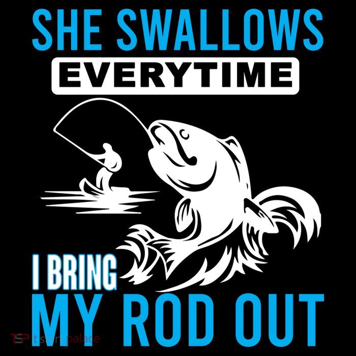She Swallows Every Time I Bring Out My Rod Funny Fishing Kids T-Shirt