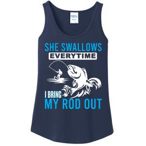 She Swallows Every Time I Bring Out My Rod Funny Fishing Ladies Essential Tank