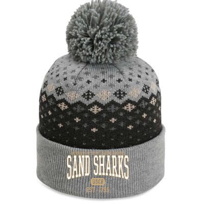 Sand Sharks Est Date Gift The Baniff Cuffed Pom Beanie