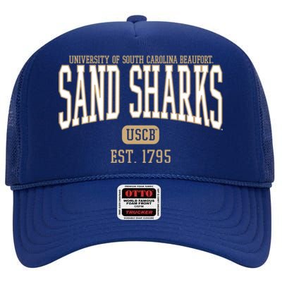 Sand Sharks Est Date Gift High Crown Mesh Back Trucker Hat