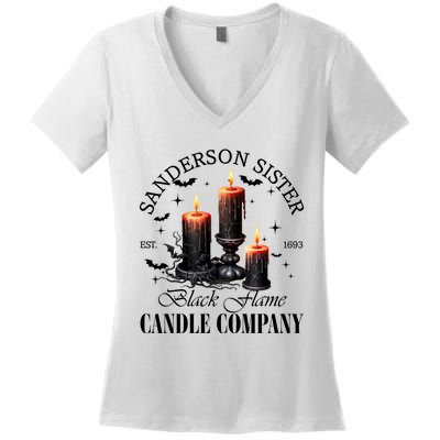 Sanderson Sisters Est 1693 Candle Company Halloween Bad Witches Vibes Women's V-Neck T-Shirt