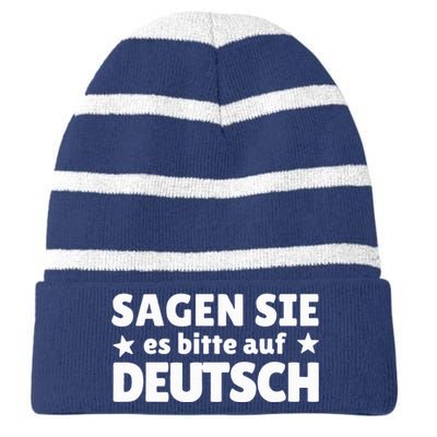 Sagen Sie Es Bitte Auf Deutsch German Teacher Striped Beanie with Solid Band