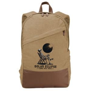 Skeleton Solar Eclipse April 8th 2024 America Cotton Canvas Backpack