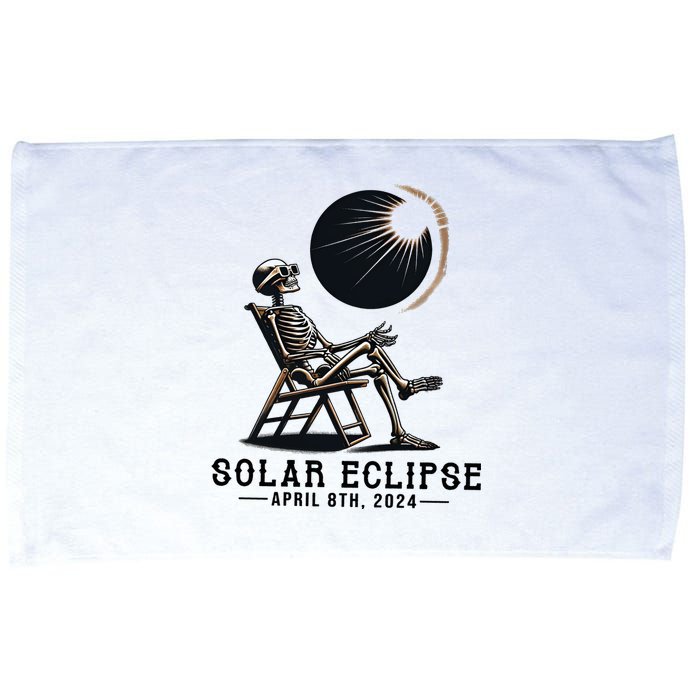 Skeleton Solar Eclipse April 8th 2024 America Microfiber Hand Towel