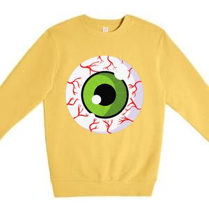 Spooky Scary Eyeball Funny Halloween Eyeball Premium Crewneck Sweatshirt