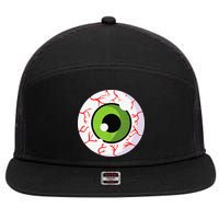 Spooky Scary Eyeball Funny Halloween Eyeball 7 Panel Mesh Trucker Snapback Hat