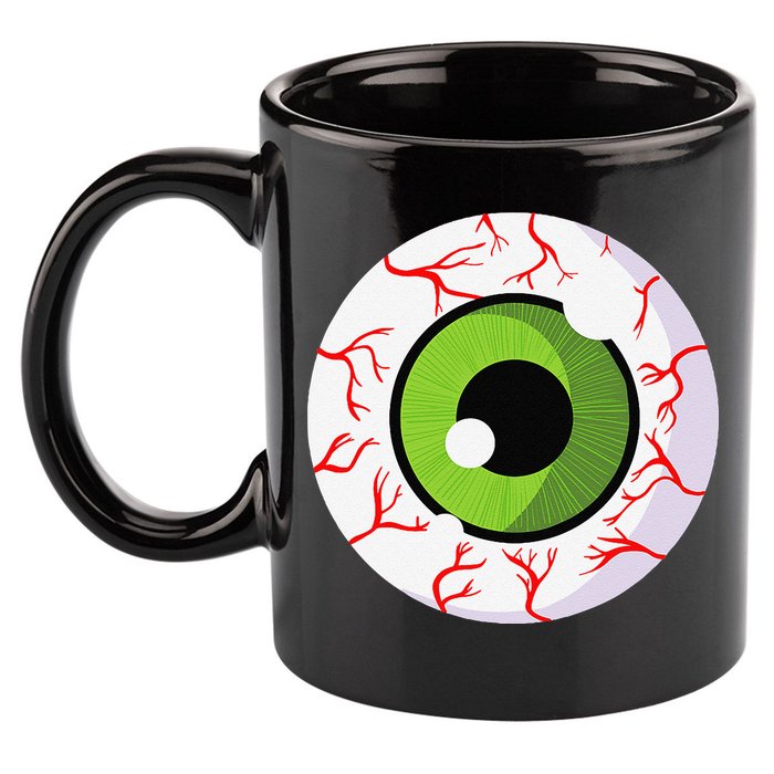 Spooky Scary Eyeball Funny Halloween Eyeball 11oz C Handle Ceramic Mug