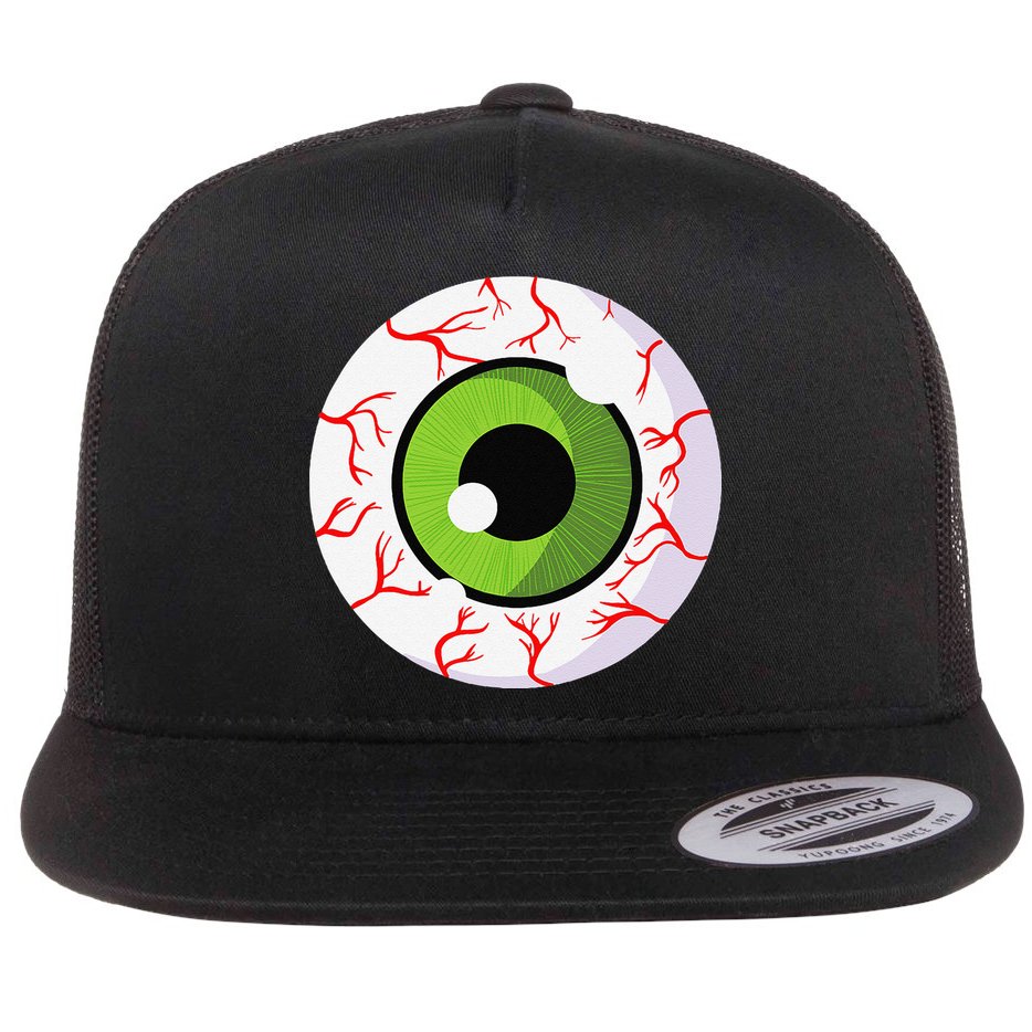Spooky Scary Eyeball Funny Halloween Eyeball Flat Bill Trucker Hat