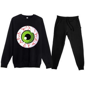 Spooky Scary Eyeball Funny Halloween Eyeball Premium Crewneck Sweatsuit Set