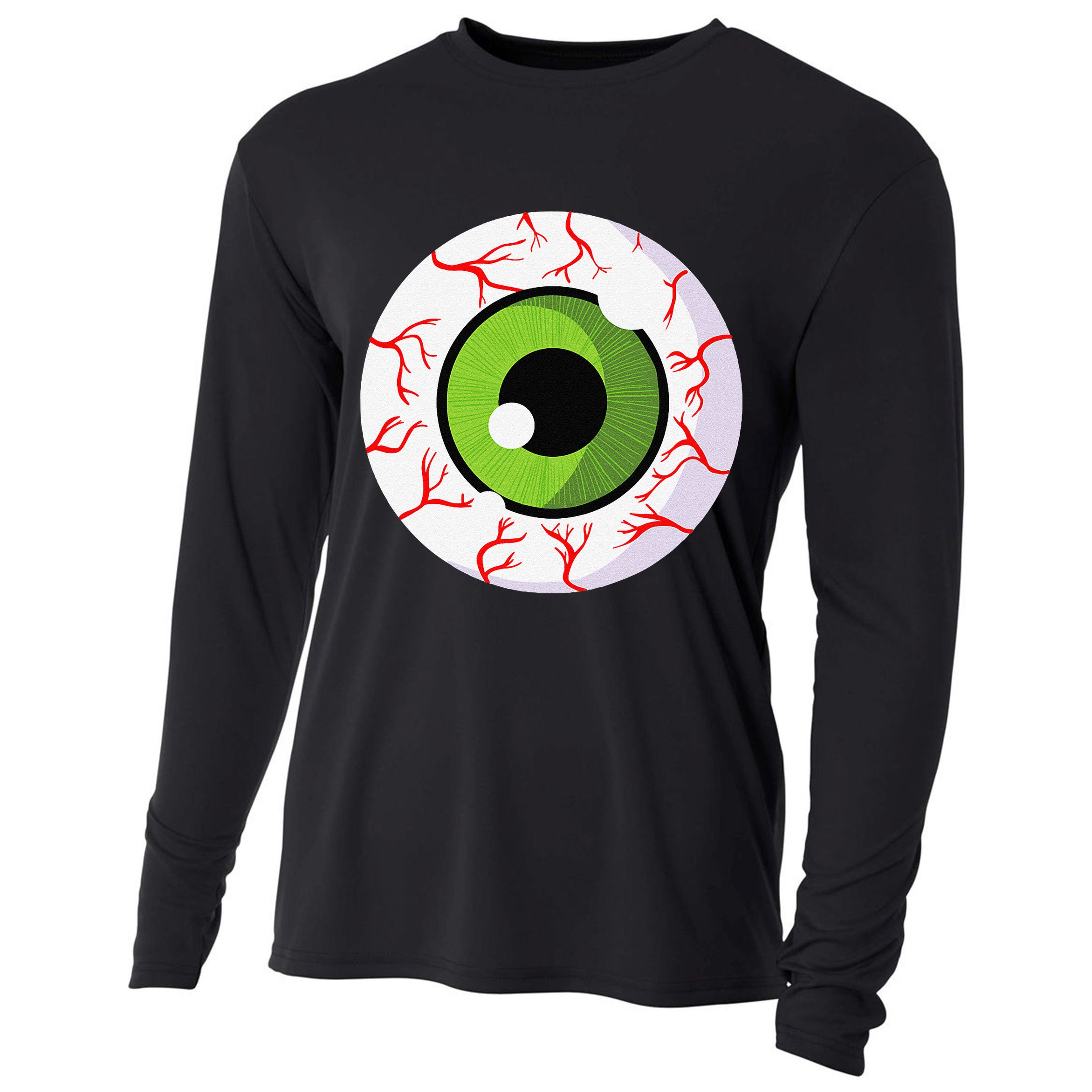 Spooky Scary Eyeball Funny Halloween Eyeball Cooling Performance Long Sleeve Crew