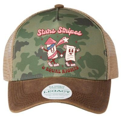 Stars Stripes & Equal Rights 4th Of July Retro Liberal Patriotic Americ Legacy Tie Dye Trucker Hat