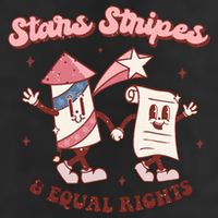 Stars Stripes & Equal Rights 4th Of July Retro Liberal Patriotic Americ 7 Panel Mesh Trucker Snapback Hat