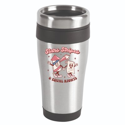 Stars Stripes & Equal Rights 4th Of July Retro Liberal Patriotic Americ 16oz Travel Tumbler