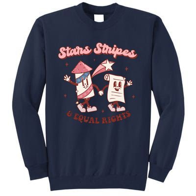 Stars Stripes & Equal Rights 4th Of July Retro Liberal Patriotic Americ Tall Sweatshirt