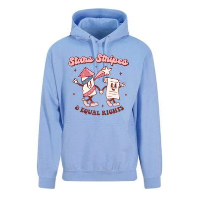 Stars Stripes & Equal Rights 4th Of July Retro Liberal Patriotic Americ Unisex Surf Hoodie