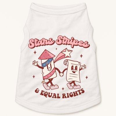 Stars Stripes & Equal Rights 4th Of July Retro Liberal Patriotic Americ Doggie Tank