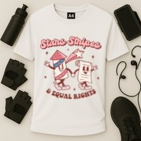 Stars Stripes & Equal Rights 4th Of July Retro Liberal Patriotic Americ Cooling Performance Crew T-Shirt