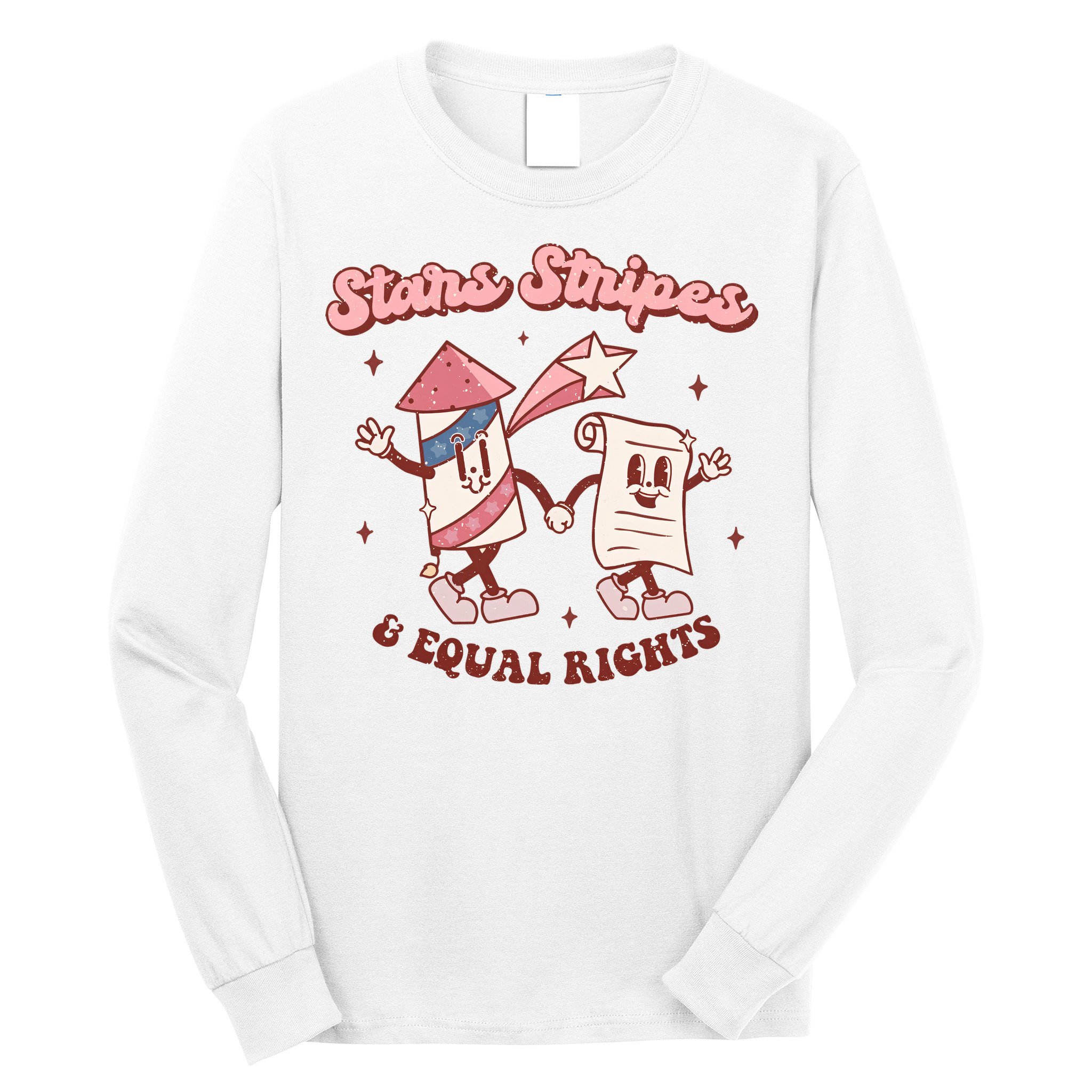 Stars Stripes & Equal Rights 4th Of July Retro Liberal Patriotic Americ Long Sleeve Shirt