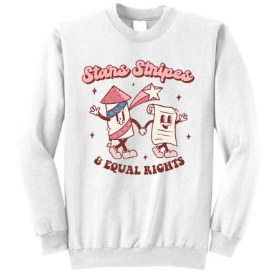 Stars Stripes & Equal Rights 4th Of July Retro Liberal Patriotic Americ Sweatshirt