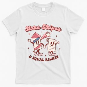 Stars Stripes & Equal Rights 4th Of July Retro Liberal Patriotic Americ T-Shirt