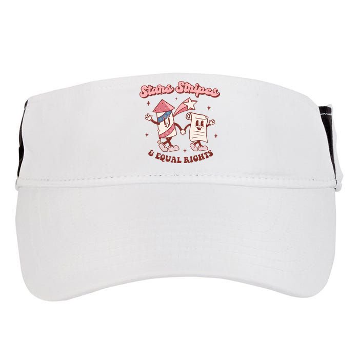Stars Stripes & Equal Rights 4th Of July Retro Liberal Patriotic Americ Adult Drive Performance Visor