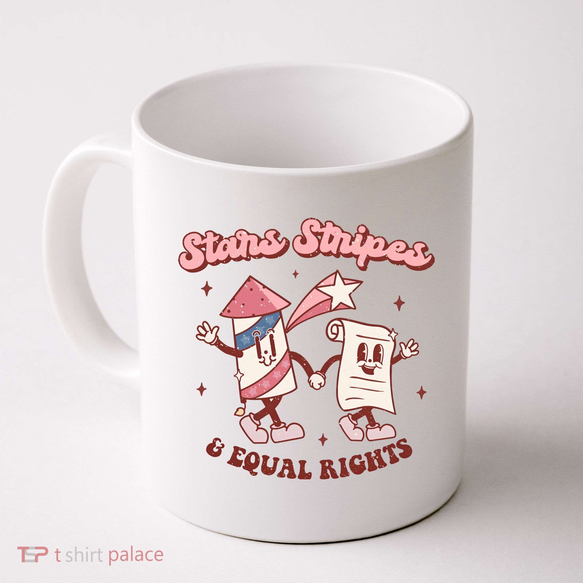 Stars Stripes & Equal Rights 4th Of July Retro Liberal Patriotic Americ Mug