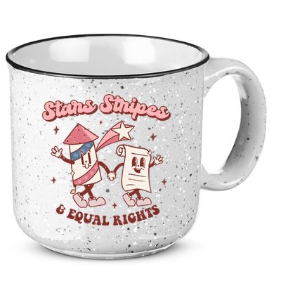 Stars Stripes & Equal Rights 4th Of July Retro Liberal Patriotic Americ 15oz Campfire Ceramic Mug