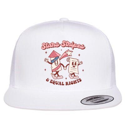 Stars Stripes & Equal Rights 4th Of July Retro Liberal Patriotic Americ Flatbill Hat