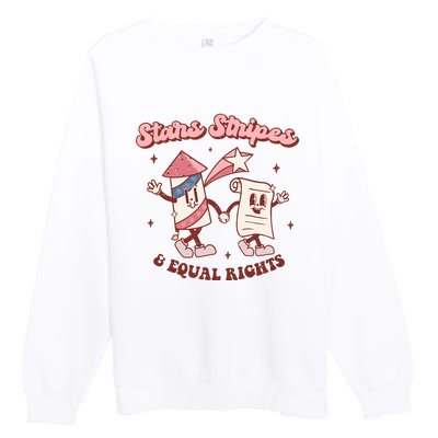 Stars Stripes & Equal Rights 4th Of July Retro Liberal Patriotic Americ Premium Crewneck Sweatshirt