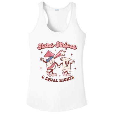 Stars Stripes & Equal Rights 4th Of July Retro Liberal Patriotic Americ Ladies PosiCharge Competitor Racerback Tank