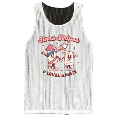 Stars Stripes & Equal Rights 4th Of July Retro Liberal Patriotic Americ Mesh Reversible Basketball Jersey Tank