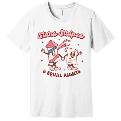 Stars Stripes & Equal Rights 4th Of July Retro Liberal Patriotic Americ Premium T-Shirt