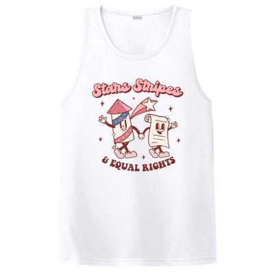 Stars Stripes & Equal Rights 4th Of July Retro Liberal Patriotic Americ PosiCharge Competitor Tank