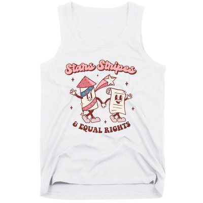 Stars Stripes & Equal Rights 4th Of July Retro Liberal Patriotic Americ Tank Top