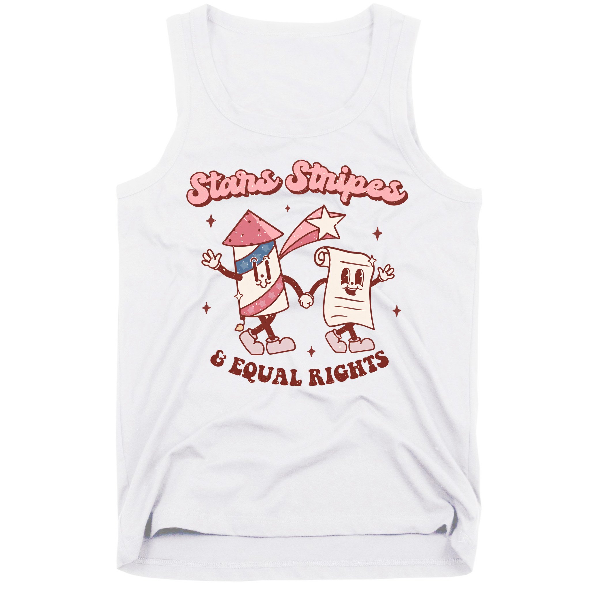 Stars Stripes & Equal Rights 4th Of July Retro Liberal Patriotic Americ Tank Top