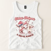 Stars Stripes & Equal Rights 4th Of July Retro Liberal Patriotic Americ Tank Top