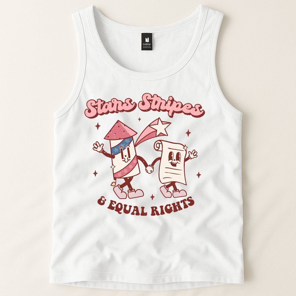 Stars Stripes & Equal Rights 4th Of July Retro Liberal Patriotic Americ Tank Top