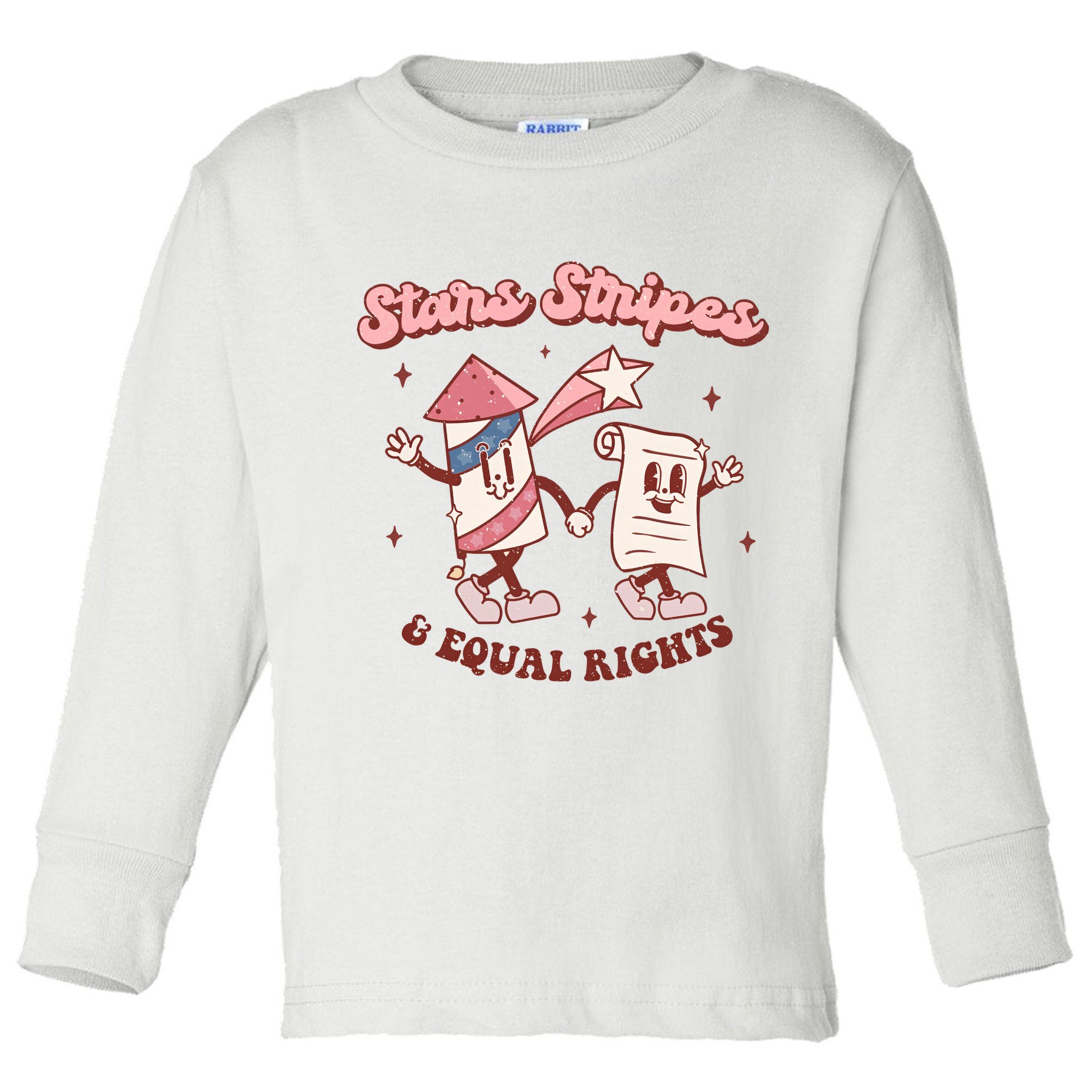 Stars Stripes & Equal Rights 4th Of July Retro Liberal Patriotic Americ Toddler Long Sleeve Shirt