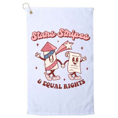 Stars Stripes & Equal Rights 4th Of July Retro Liberal Patriotic Americ Golf Towel