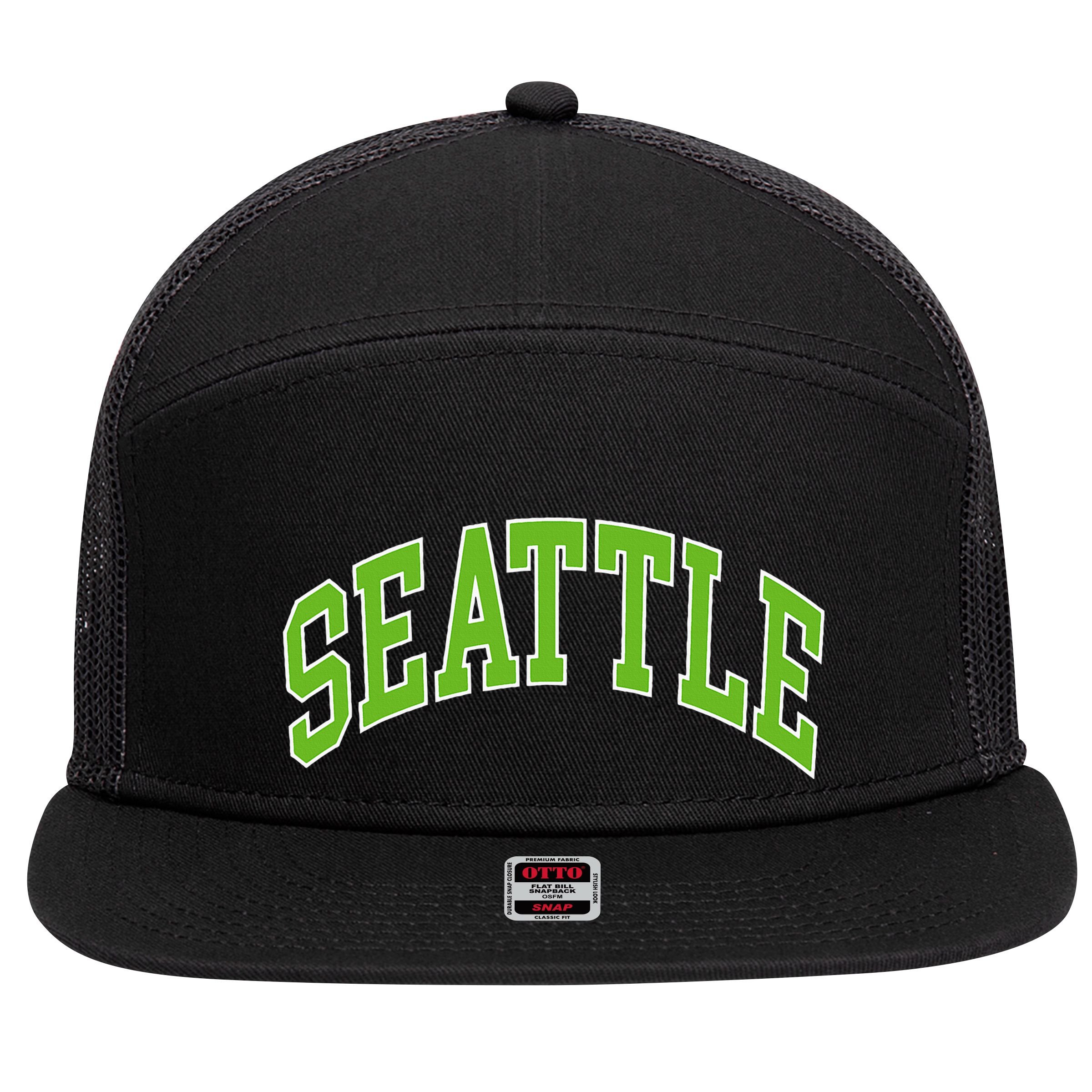 Seattle 7 Panel Mesh Trucker Snapback Hat
