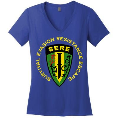 Sere Survival Evasion Resistance Escape School Women's V-Neck T-Shirt
