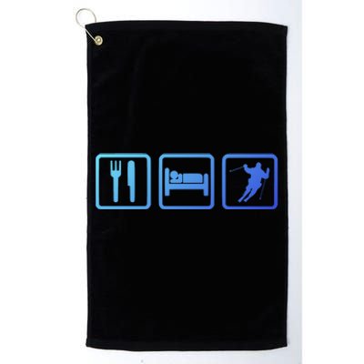 Ski Slopes Eat Sleep Skiing Downhill Ski Funny Gift Platinum Collection Golf Towel