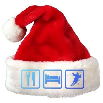 Ski Slopes Eat Sleep Skiing Downhill Ski Funny Gift Premium Christmas Santa Hat