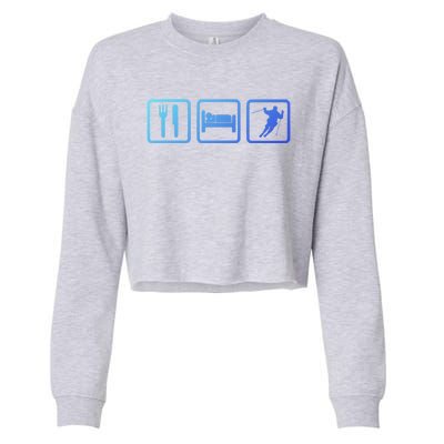 Ski Slopes Eat Sleep Skiing Downhill Ski Funny Gift Cropped Pullover Crew