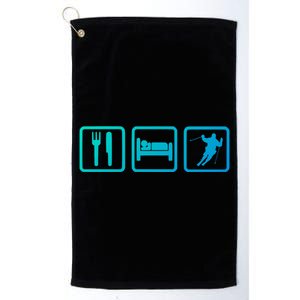 Ski Slopes Eat Sleep Skiing Downhill Ski Funny Gift Platinum Collection Golf Towel