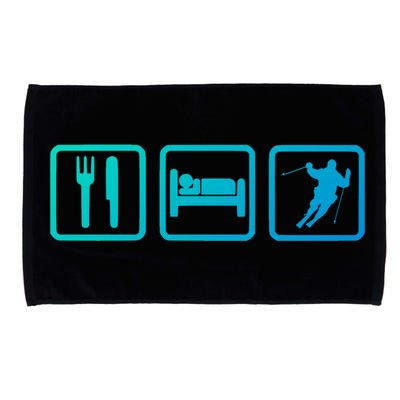 Ski Slopes Eat Sleep Skiing Downhill Ski Funny Gift Microfiber Hand Towel