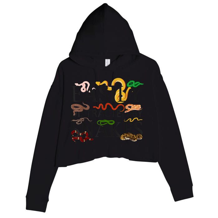 Snake Serpent Easily Distracted By Snakes Crop Fleece Hoodie