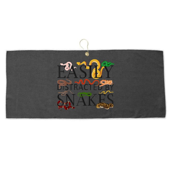 Snake Serpent Easily Distracted By Snakes Large Microfiber Waffle Golf Towel