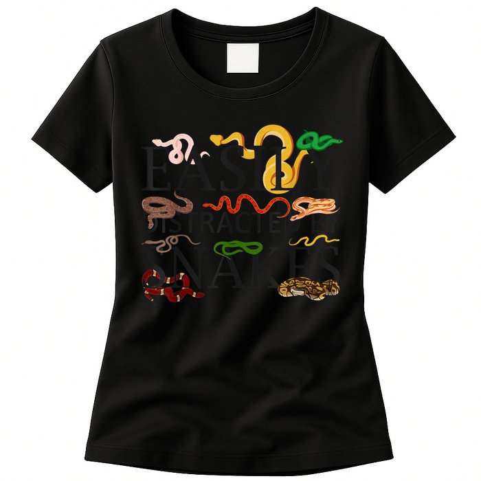 Snake Serpent Easily Distracted By Snakes Womens T-Shirt