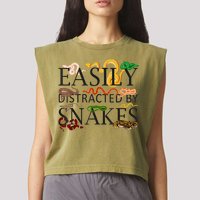 Snake Serpent Easily Distracted By Snakes Garment-Dyed Women's Muscle Tee